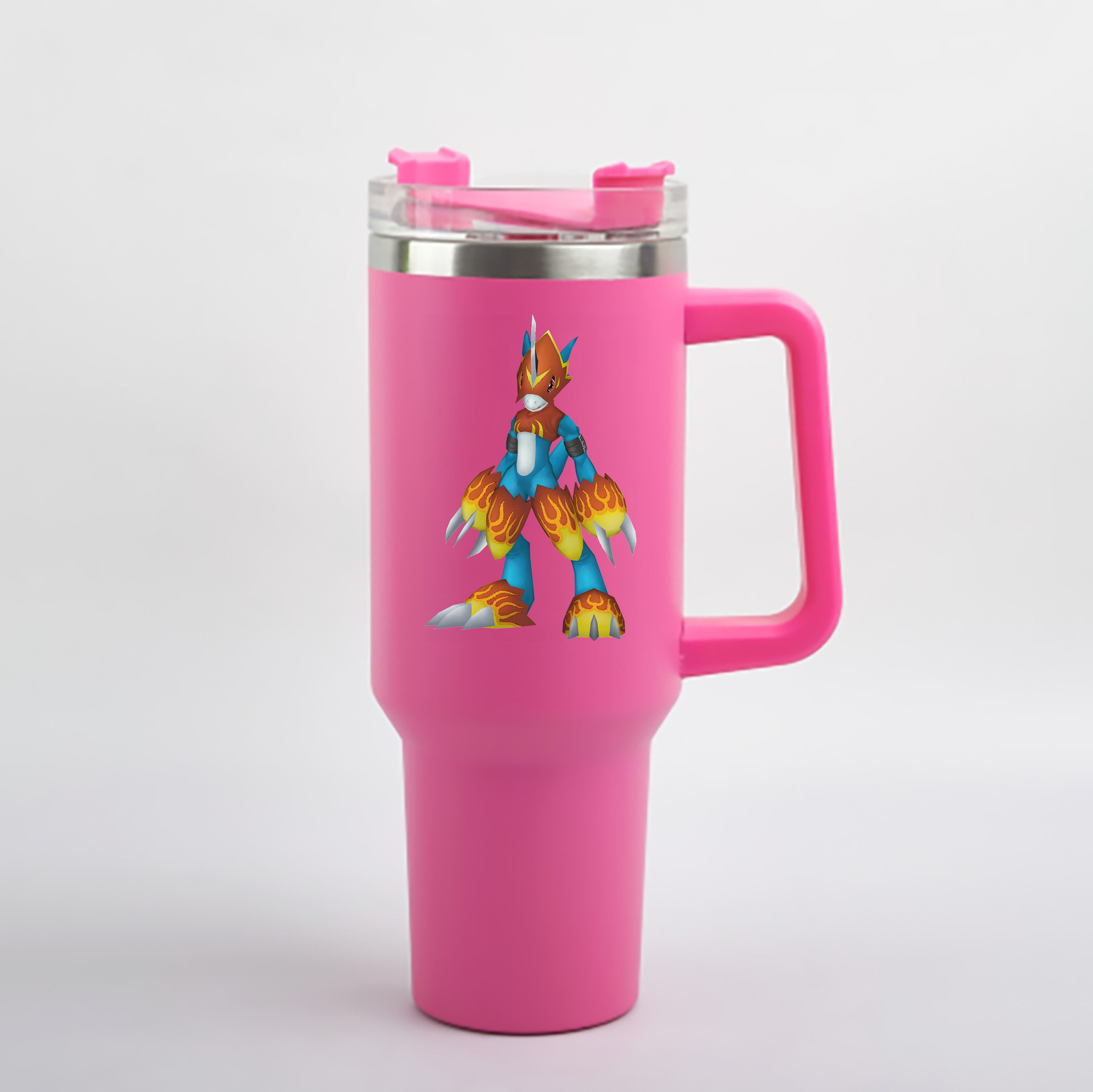 （画像用） Digimon デジタルモンスター/デジモン 1200mL車用タンブラー - クリスタルステッカー（プラスチックストロー付き）